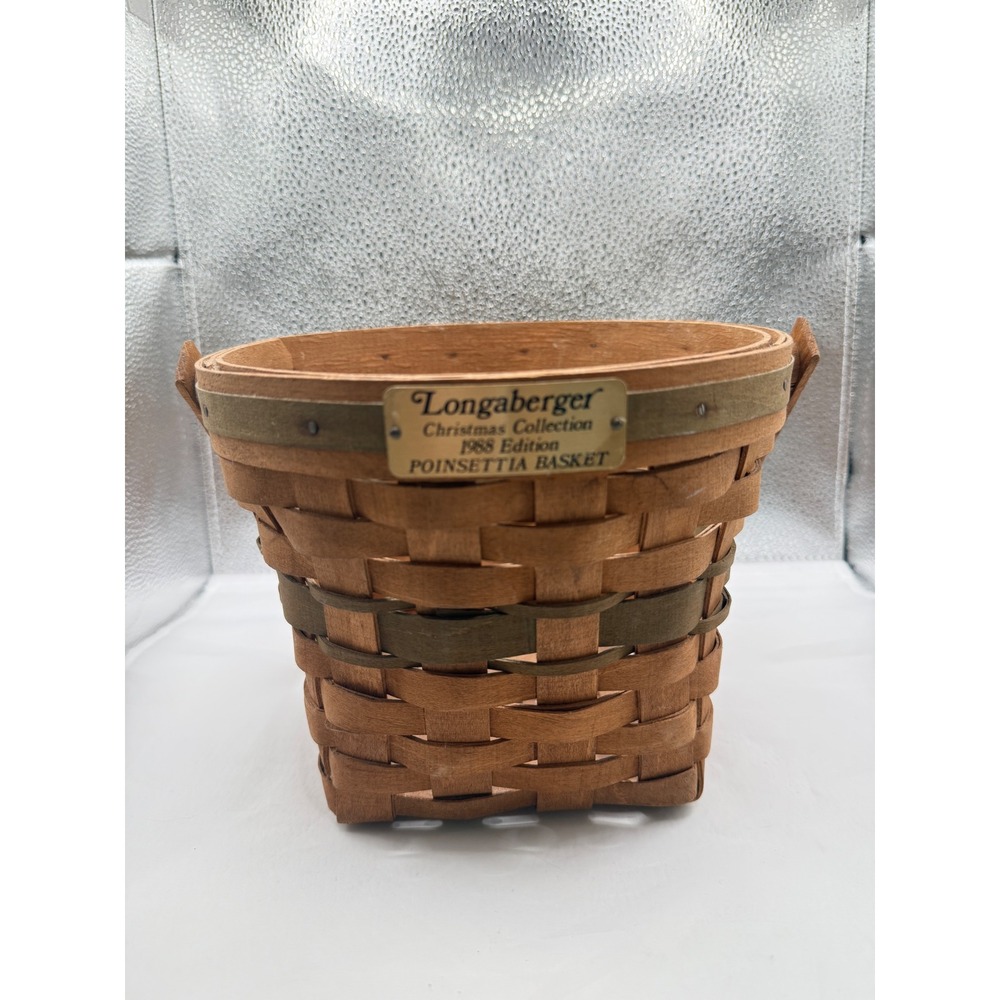 Longaberger Christmas Collection 1988 Poinsettia Basket Woven Brown